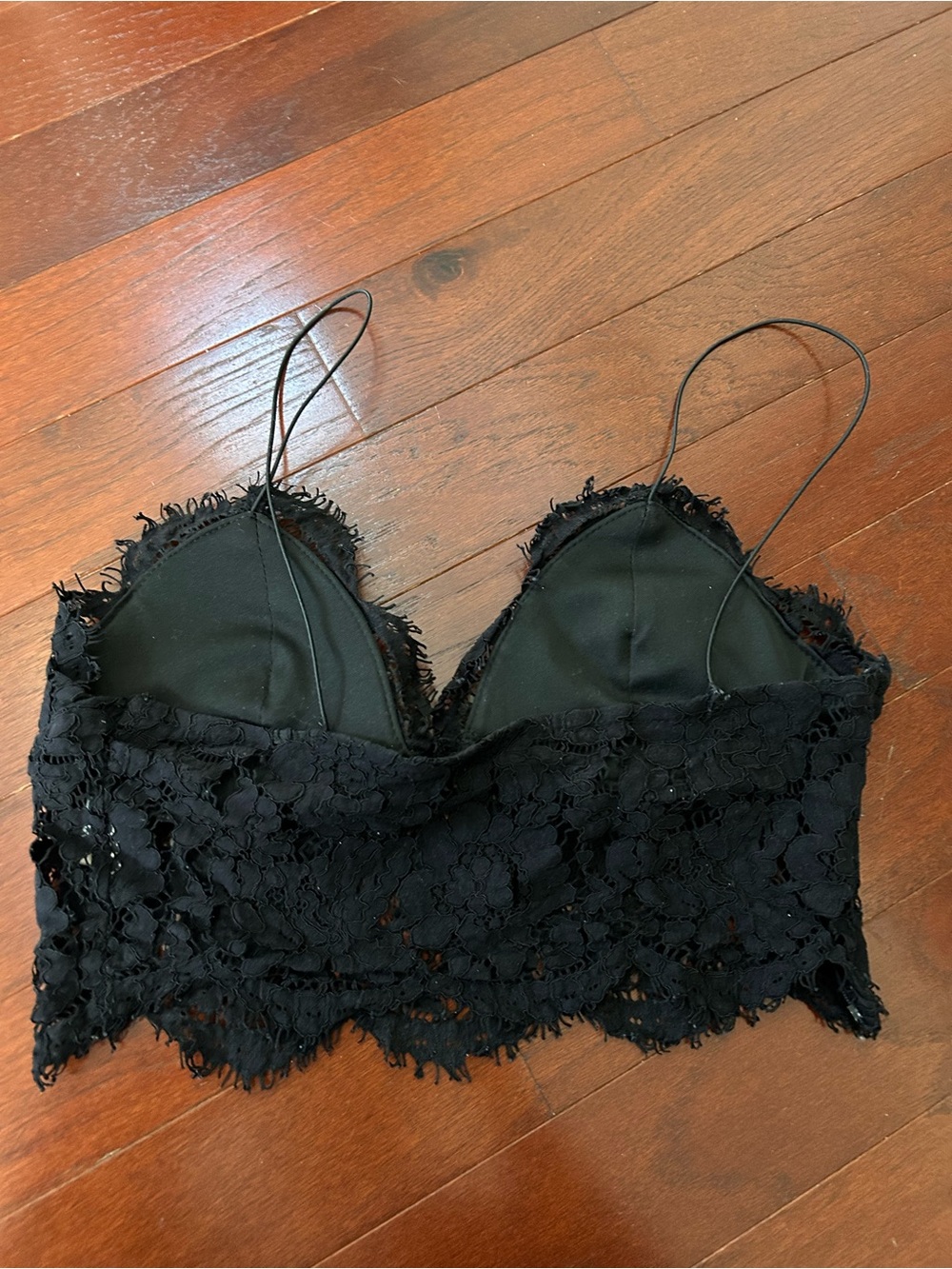 SHEIN Black Lace Longline Bralette Crop Top with Scalloped Eyelash Trim size M - Picture 2 of 6